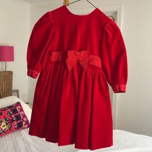 Girls Red Velvet Dress
